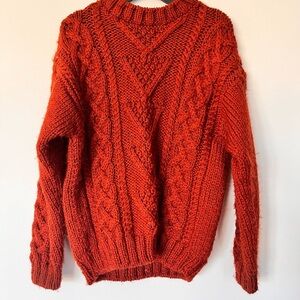 Kids vintage Cable Knit Sweater - Rust